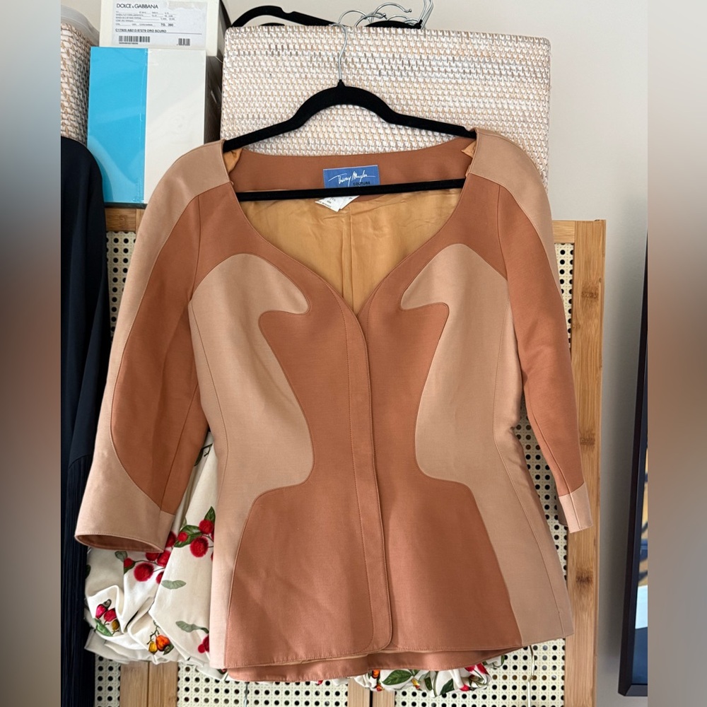 Vintage THIERRY MUGLER Couture Asymmetric Two Tone Blazer Jacket